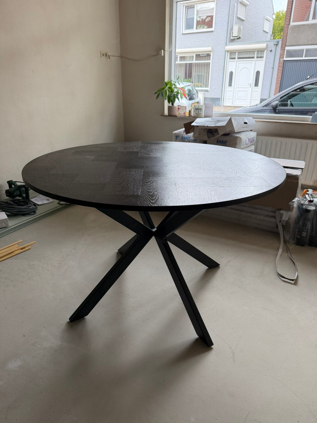Ronde eettafel 120cm, Ophalen, Gebruikt, Zwart, Ronde eettafel