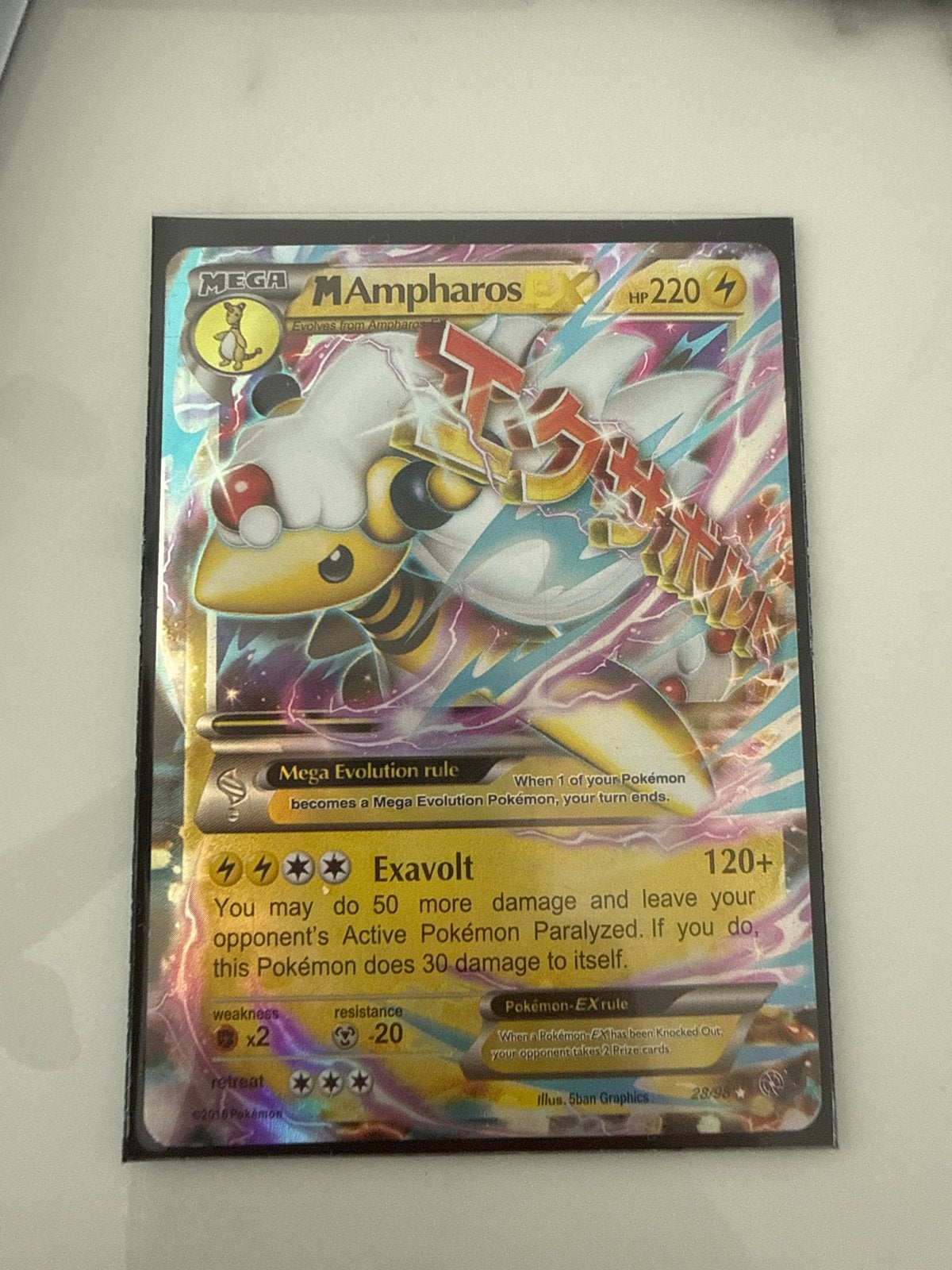 Pokémon Kaart: MEGA M Ampharos EX (Foil) - HP 220, Ophalen of Verzenden, Zo goed als nieuw, Losse kaart, Foil