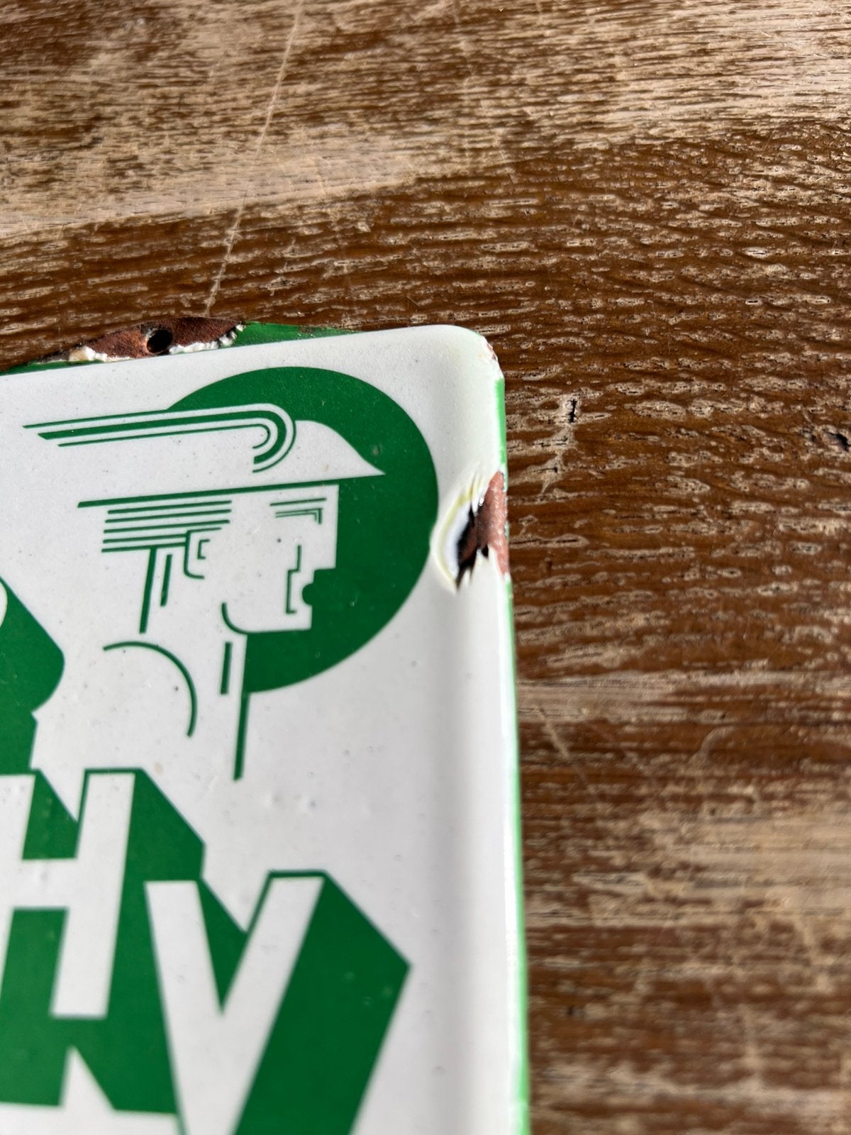 OUD EMAILLE DEURPOSTBORDJE LID MHV MEPPEL, Ophalen of Verzenden, Gebruikt