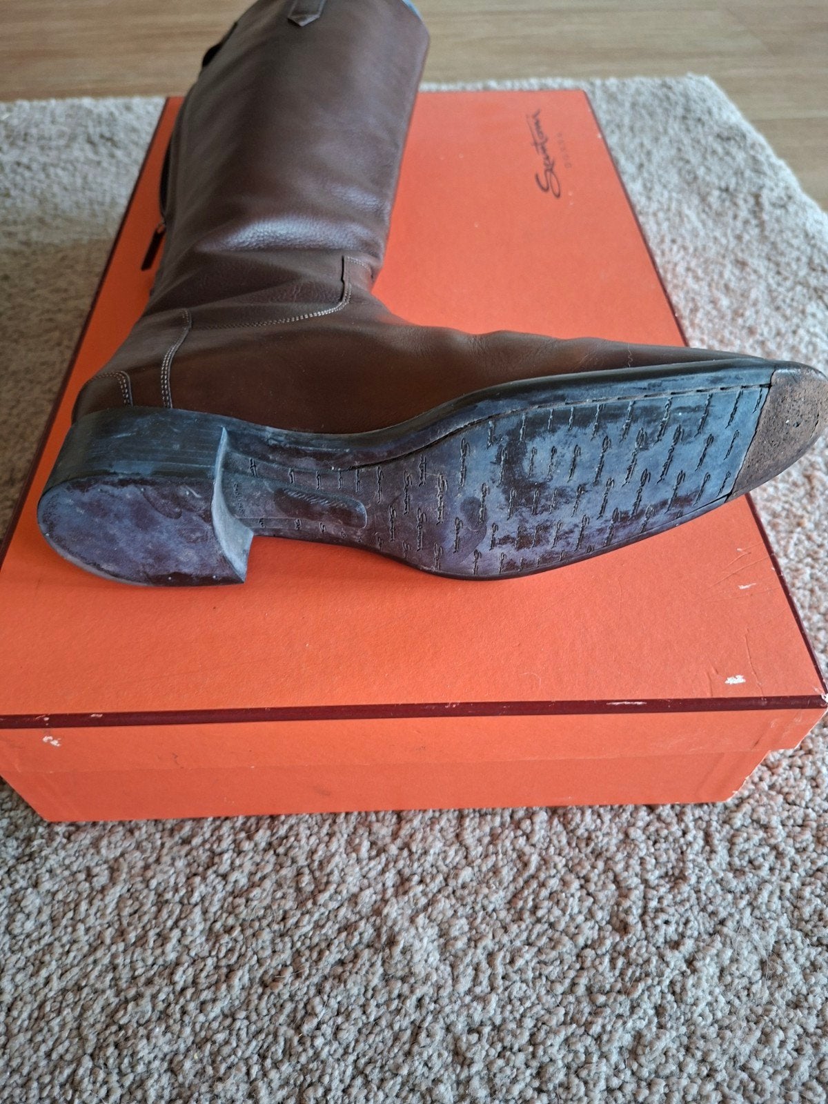 Santoni Donna hoge leren laarzen - ZGAN, Hoge laarzen, Bruin, Ophalen of Verzenden, Zo goed als nieuw