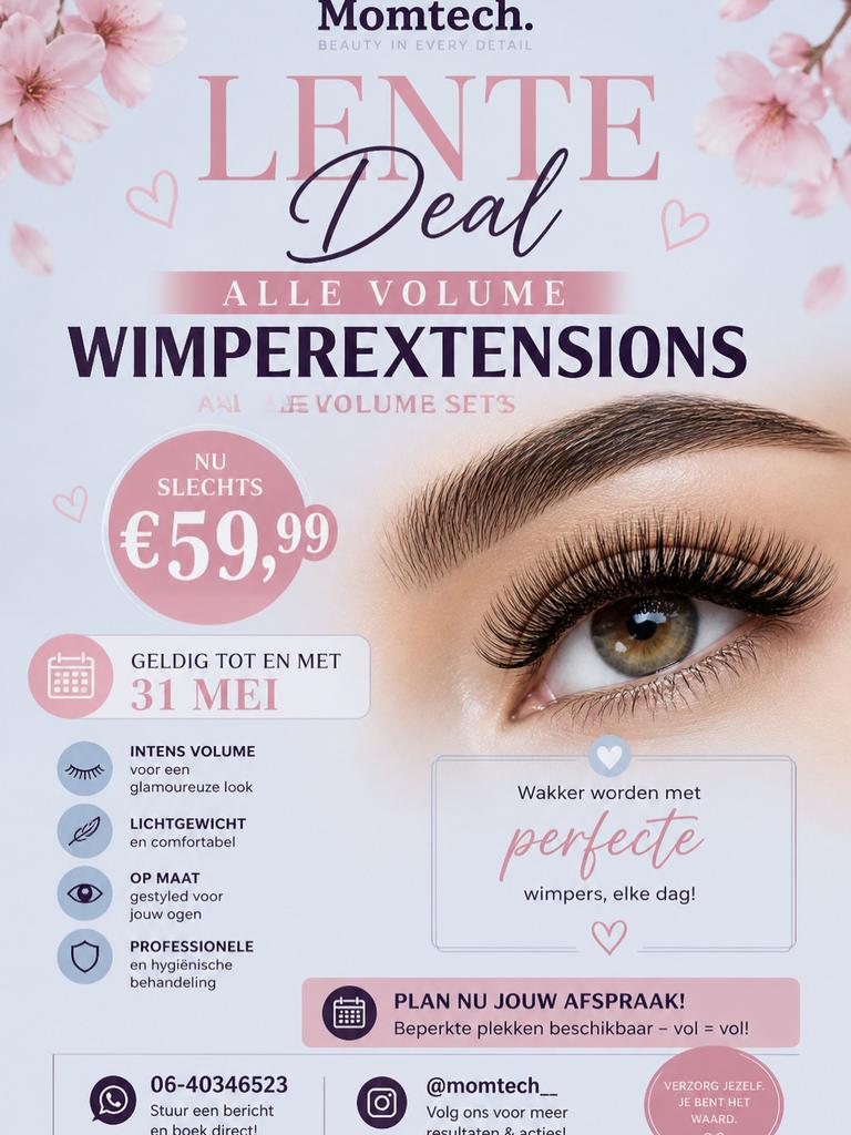 Lente Deal: Alle Volume Wimperextensions - Momtech, Ophalen of Verzenden, Nieuw, Overige typen
