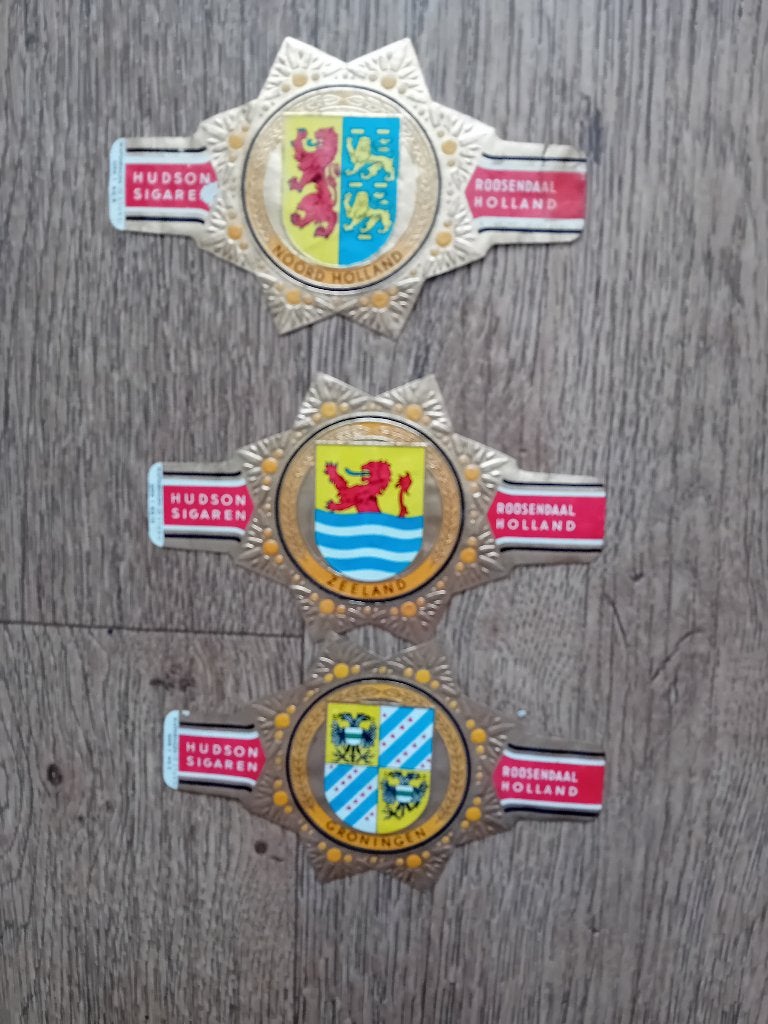3 grote sigarenbandjes Hudson, Verzamelen, Rookartikelen, Aanstekers en Luciferdoosjes, Ophalen of Verzenden, Nieuw, Sigarenbandjes