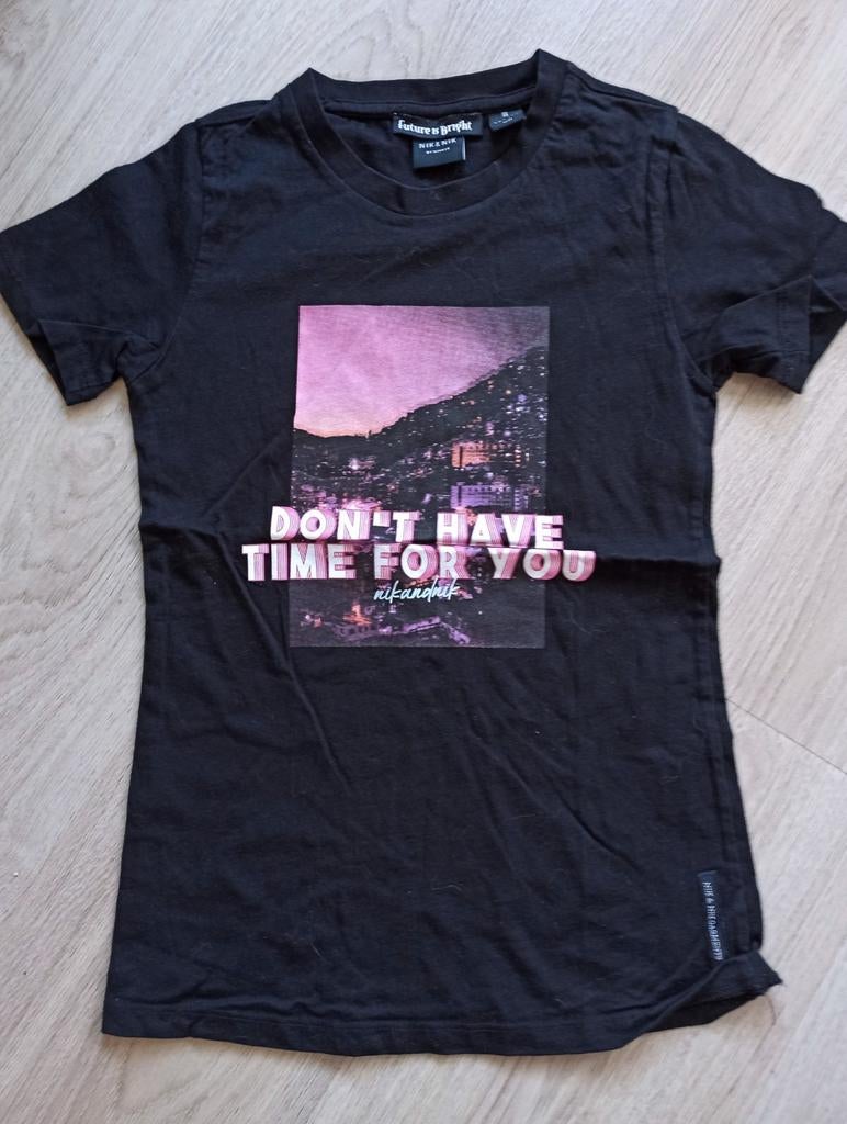 Zwart T-shirt met print - Future is Bright nik & nik 152 158, Kinderen en Baby's, Kinderkleding | Maat 152, Meisje, Nik&Nik, Ophalen of Verzenden