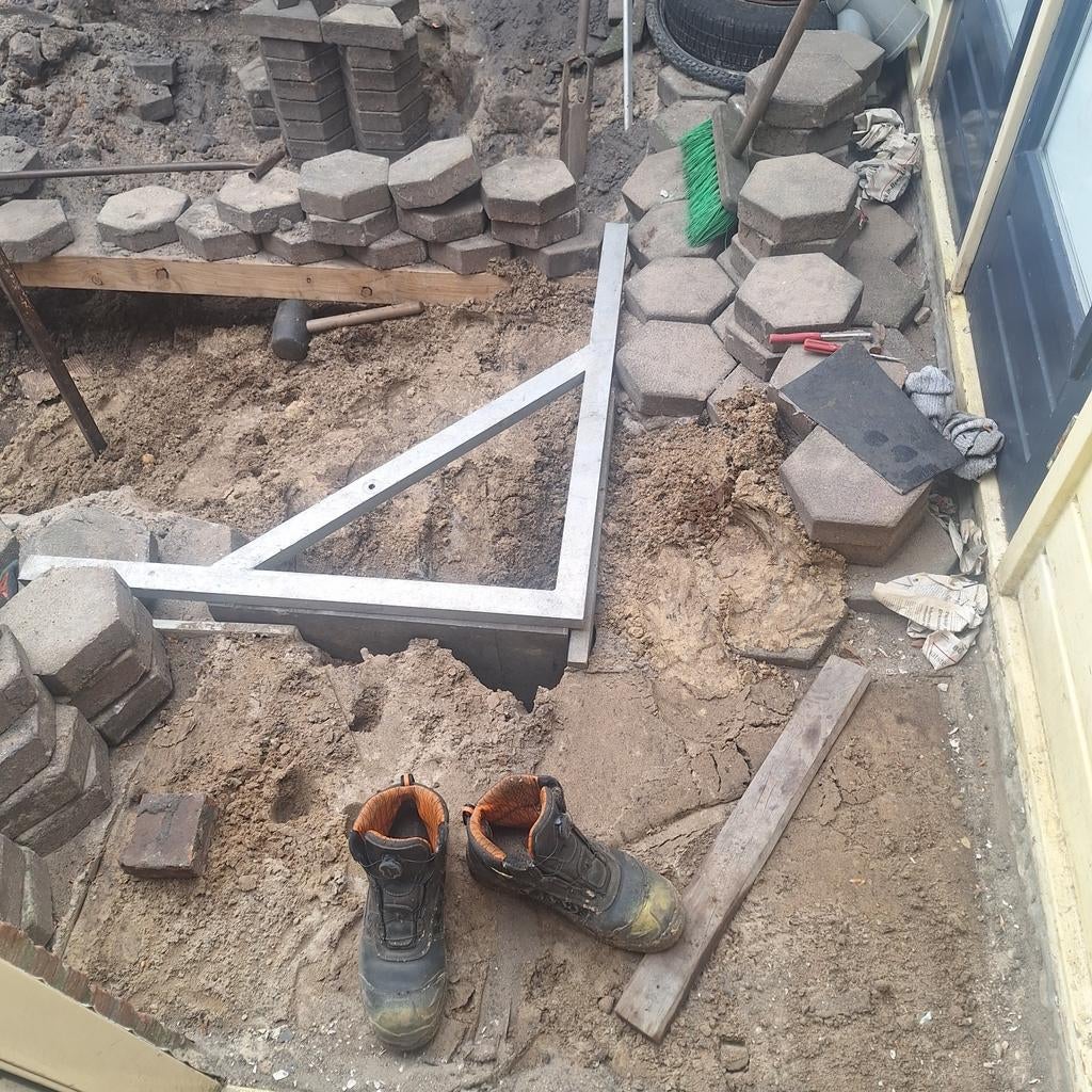 Gebruikte Geo Driehoek Klinkers - Ideaal voor terras/pad, Tuin en Terras, Tegels en Klinkers, Gebruikt, Klinkers, Ophalen of Verzenden