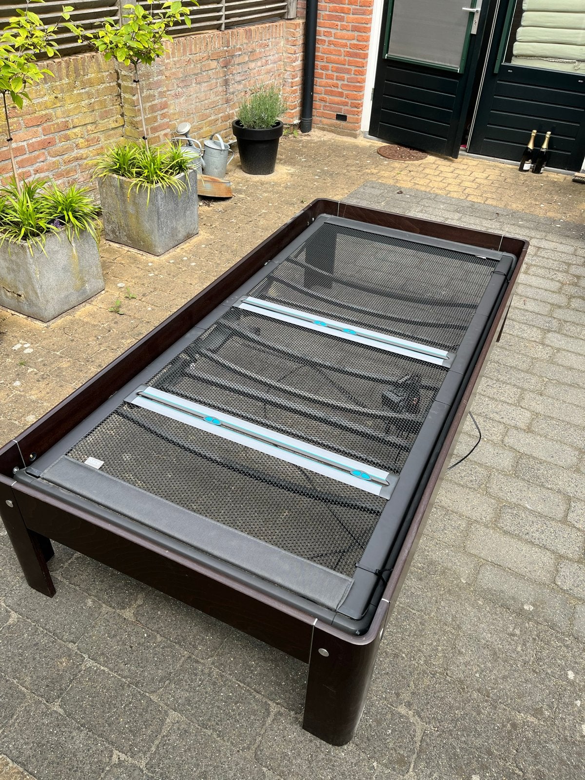 Donkerbruin Auping Auronde Seniorenbed 100x210 Elektrisch, Ophalen, Eenpersoons, Bruin, 210 cm