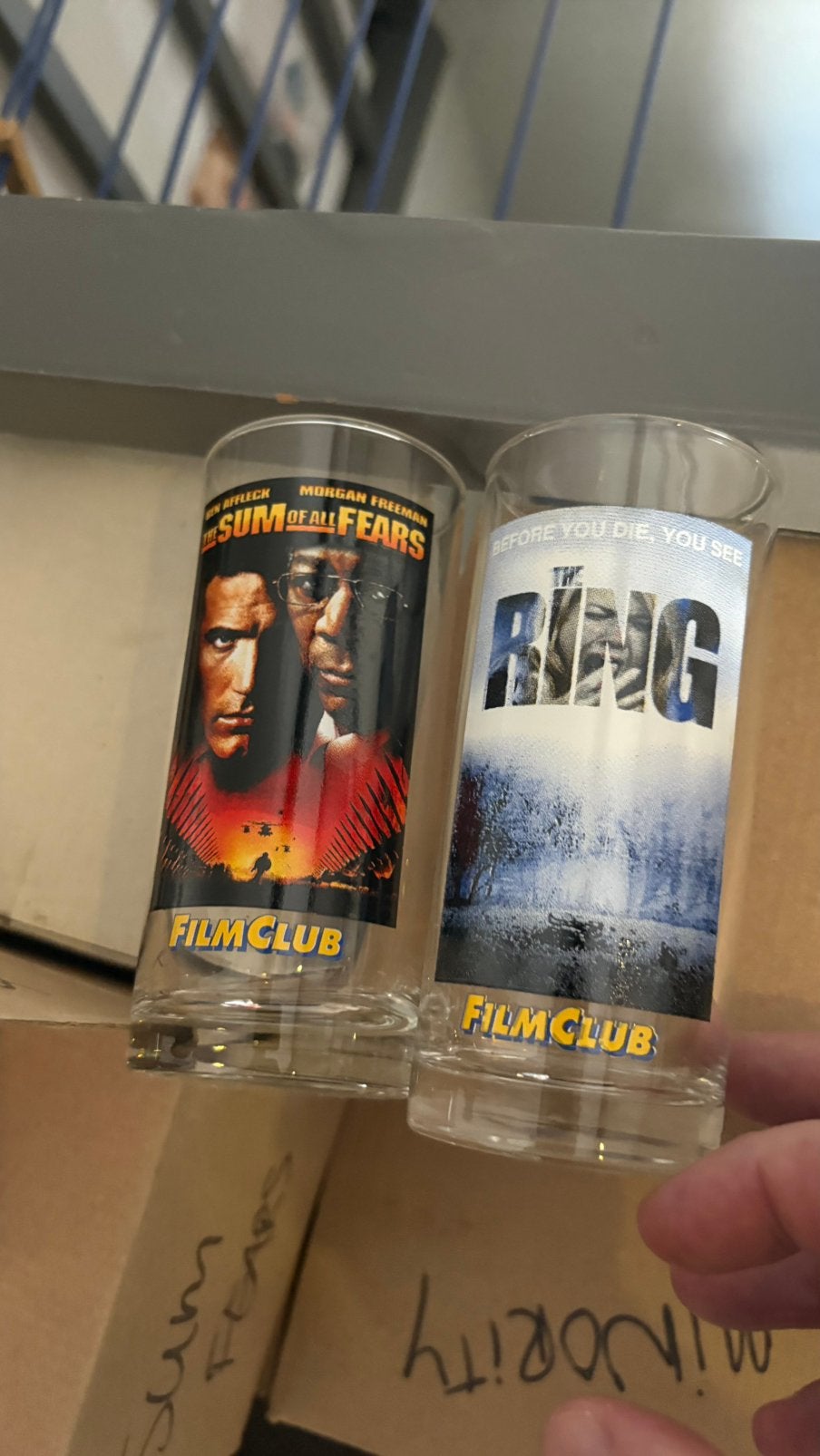 vele doosjes met filmclub glazen, vele dubbele, Ophalen of Verzenden, Zo goed als nieuw