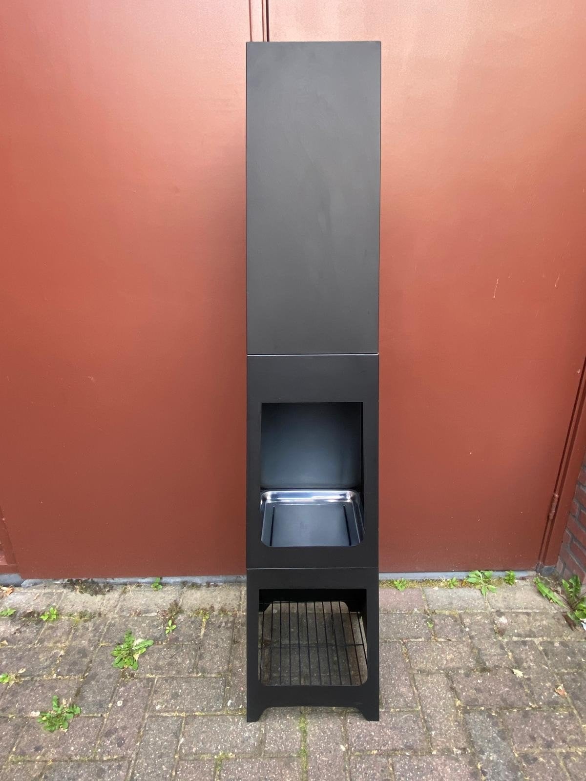 Moderne Zwarte Vuurzuil / Vuurkorf, Ophalen of Verzenden, Gebruikt, Vuurkorf