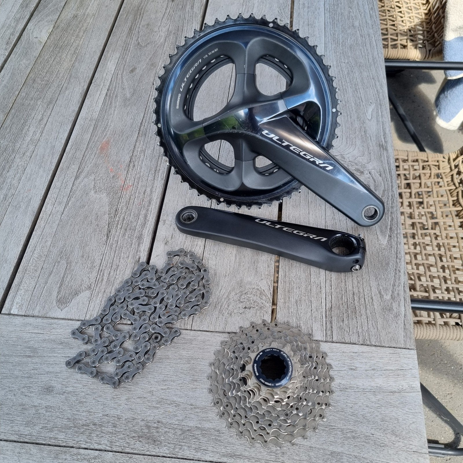 Shimano Ultegra R8000 aandrijflijn 175mm, Crankstel of Pedalen, Gebruikt, Verzenden, Shimano Ultegra