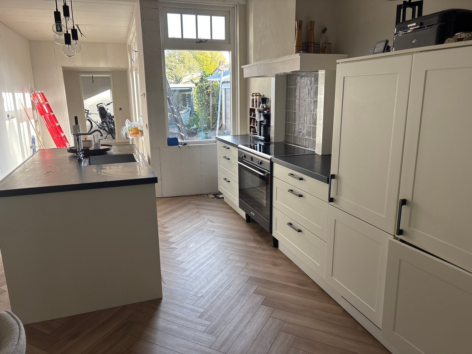 Complete keuken exclusief vaatwasser, Ophalen, Gebruikt, Wit, Graniet of Steen