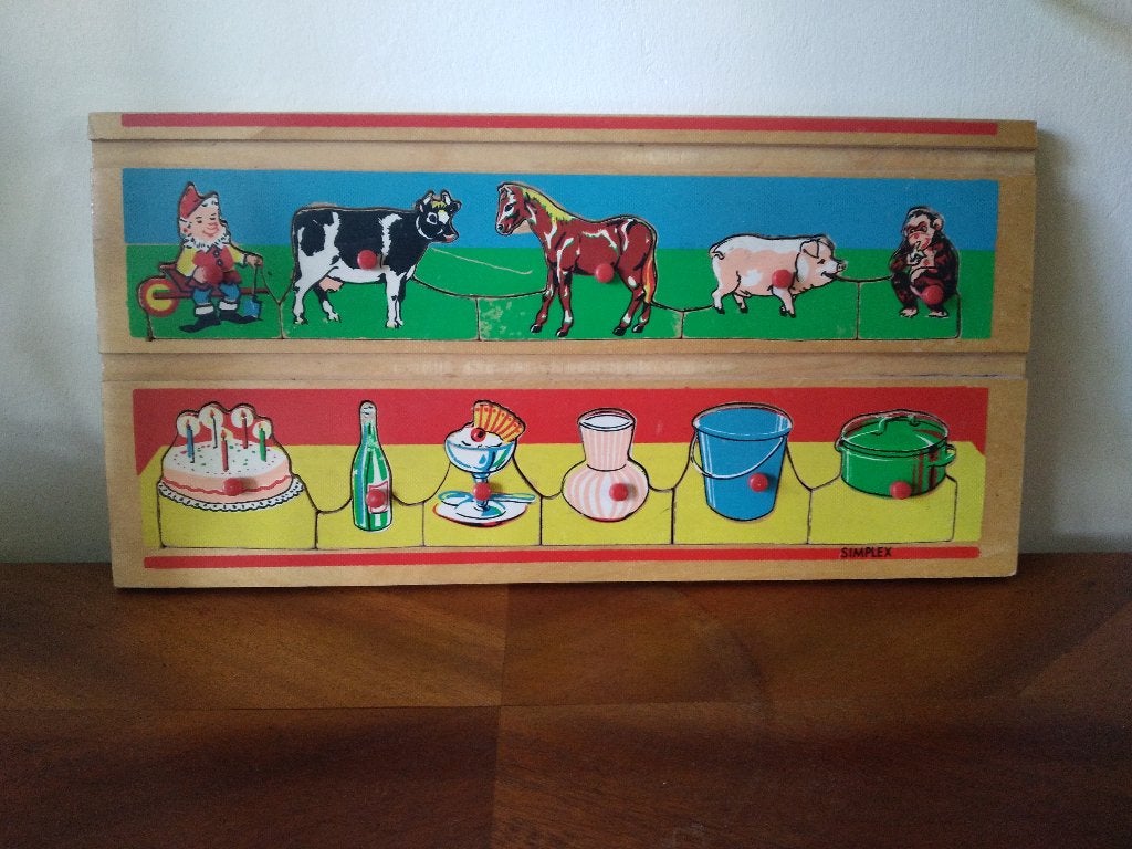 Vintage houten puzzelplankje van Simplex, Ophalen of Verzenden, Gebruikt