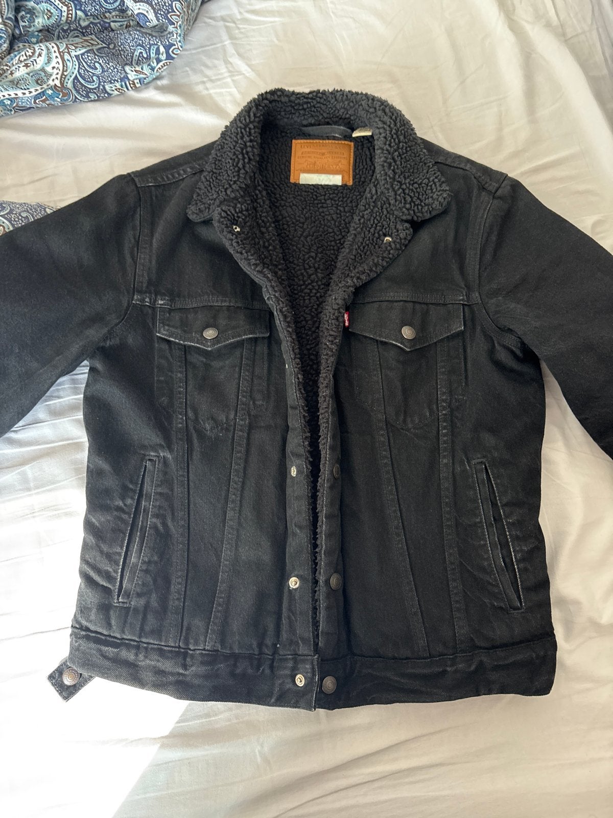 Levi's Sherpa Trucker Jacket Zwart - Maat S, Ophalen of Verzenden, Zo goed als nieuw, Maat 46 (S) of kleiner, Zwart