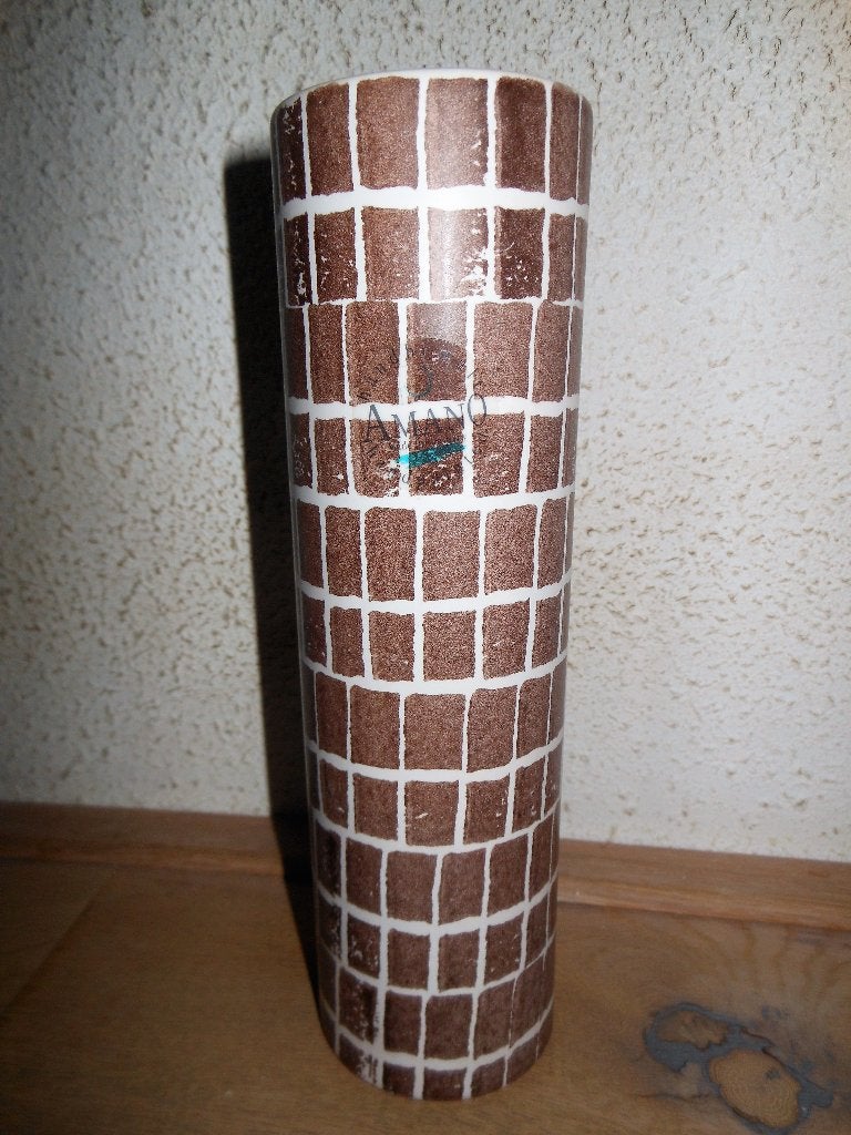 Te koop Vaas Amano 606-20, bruin met wit, blokjes, Scheurich, Meerkleurig, Nieuw, Ophalen of Verzenden, Steen/keramiek