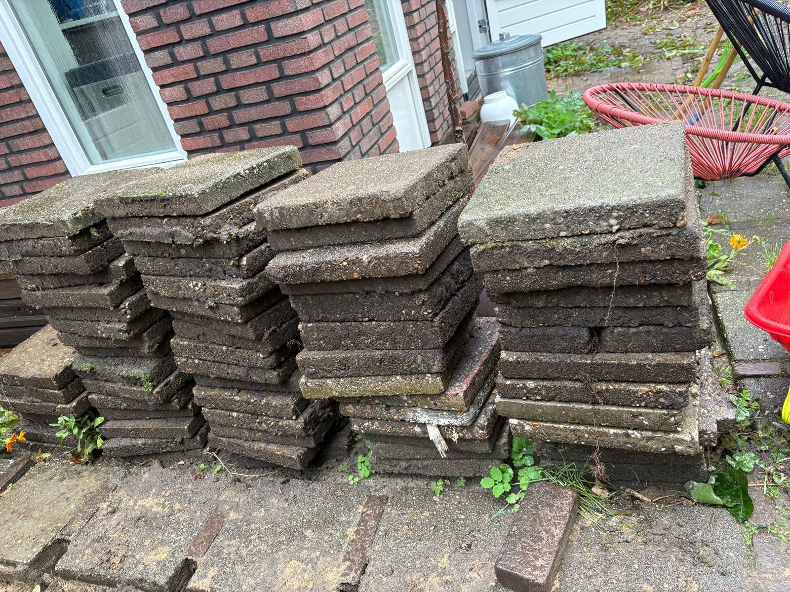 100+ gebruikte terras / grind tegels gratis - gestapeld, Ophalen, Gebruikt, 10 m² of meer, Beton