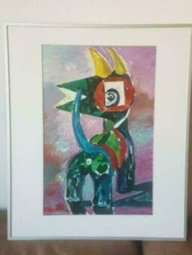 Schilderij Cobra Dino Hond Foen Winters pers. Cadeau., Ophalen