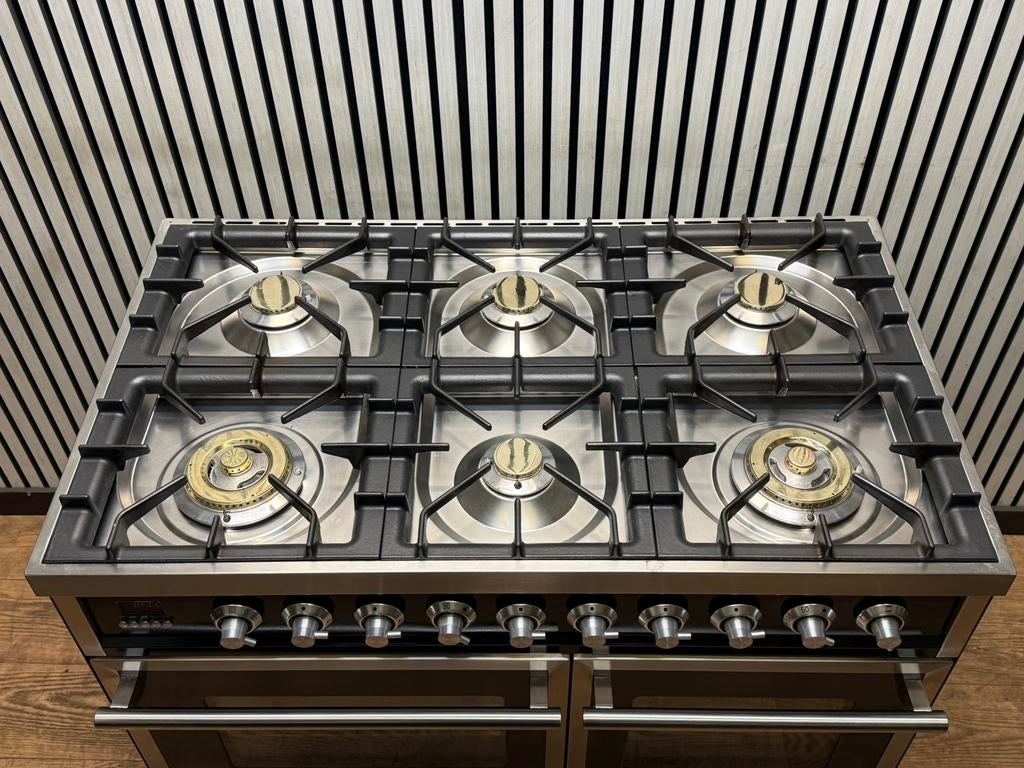 Luxe Boretti 6 pits antraciet met  2 ovens 100 cm, Witgoed en Apparatuur, Fornuizen, Fornello Esperta, Ophalen of Verzenden, Zo goed als nieuw