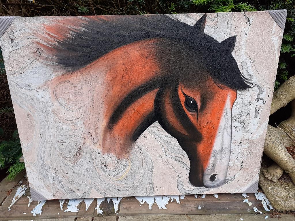 Schilderij "Het Paard", Olieverf op Canvas, Ophalen of Verzenden