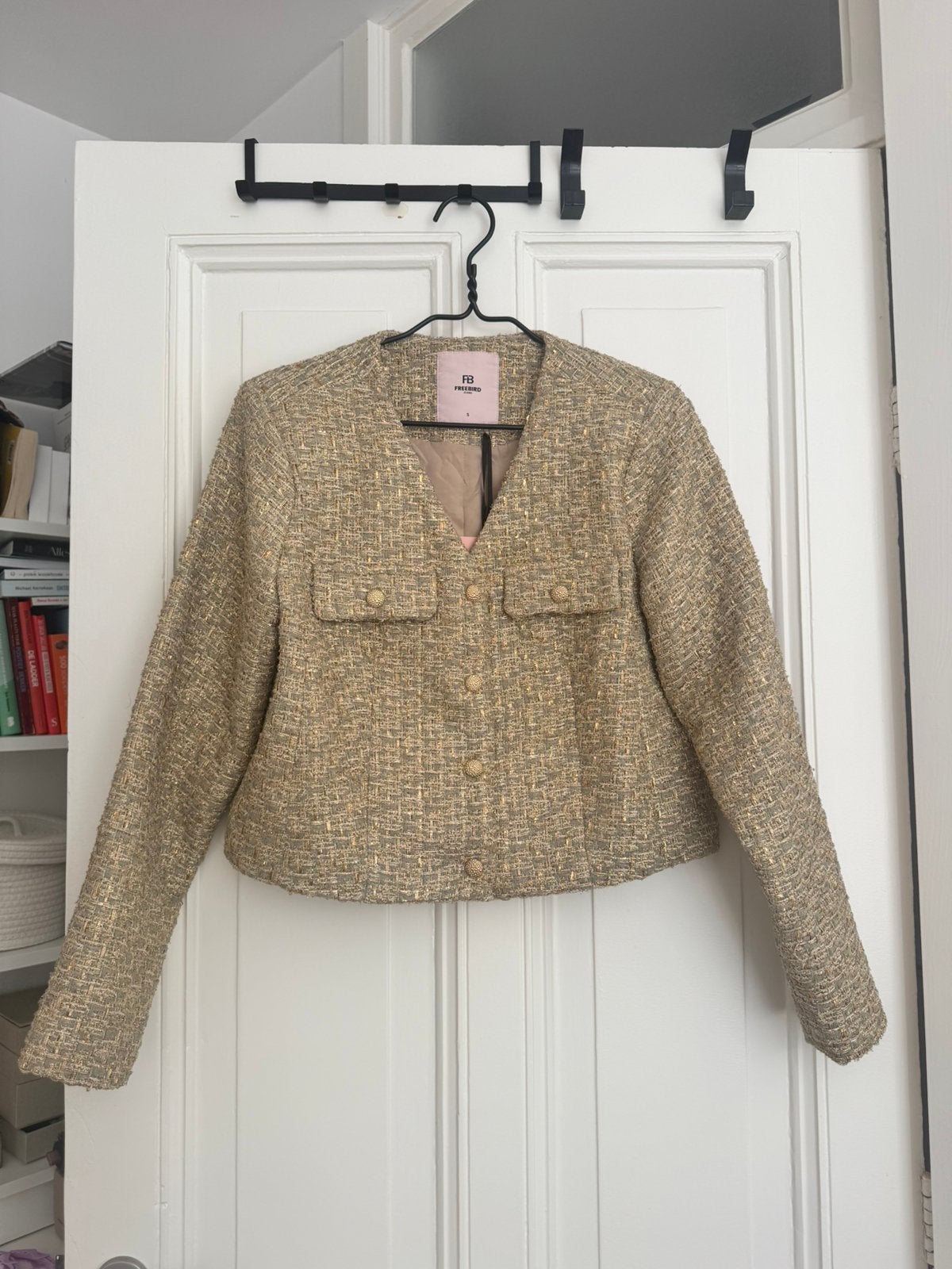 Gouden boucle jasje maat S Freebird, Ophalen of Verzenden, Zo goed als nieuw, Jasje, Maat 36 (S)