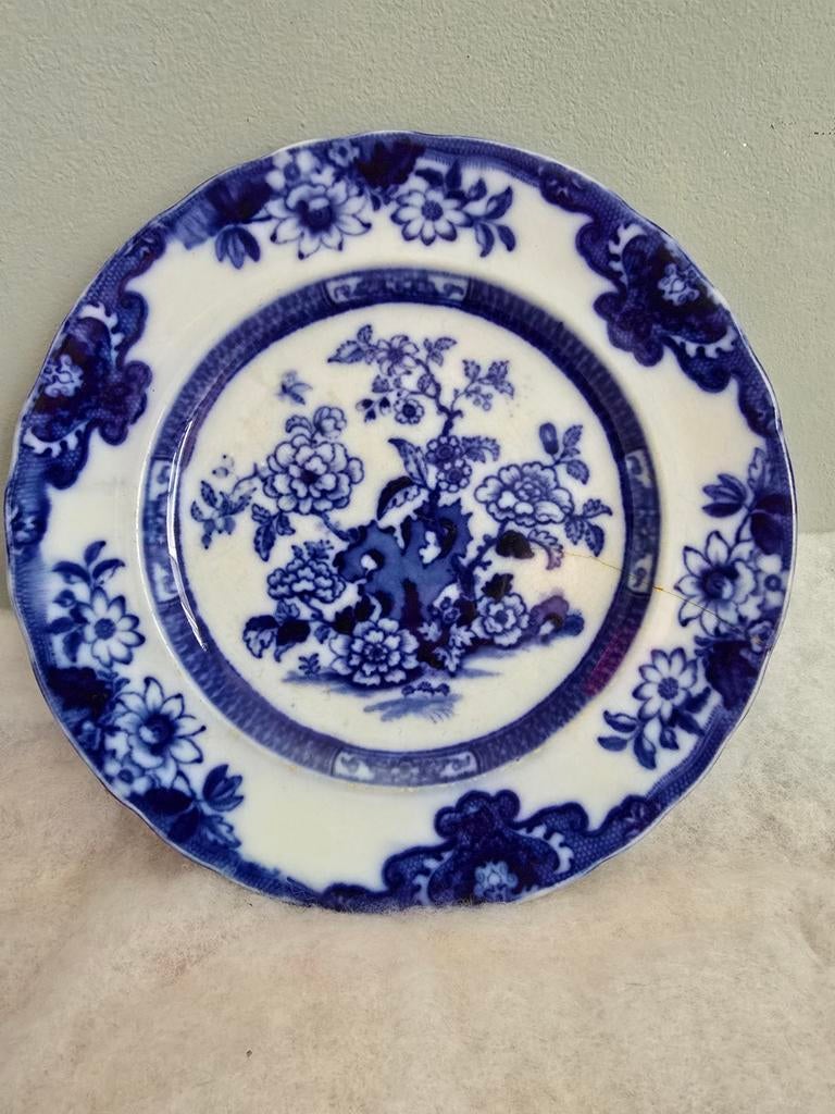 Antiek Flow Blue bord (Staffordshire) - French China, Antiek en Kunst, Ophalen of Verzenden
