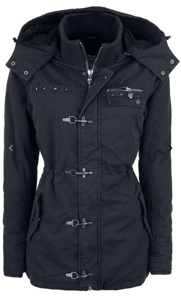 Super stoere parka van Rock Rebel! Maat L., Ophalen of Verzenden, Zo goed als nieuw, Zwart