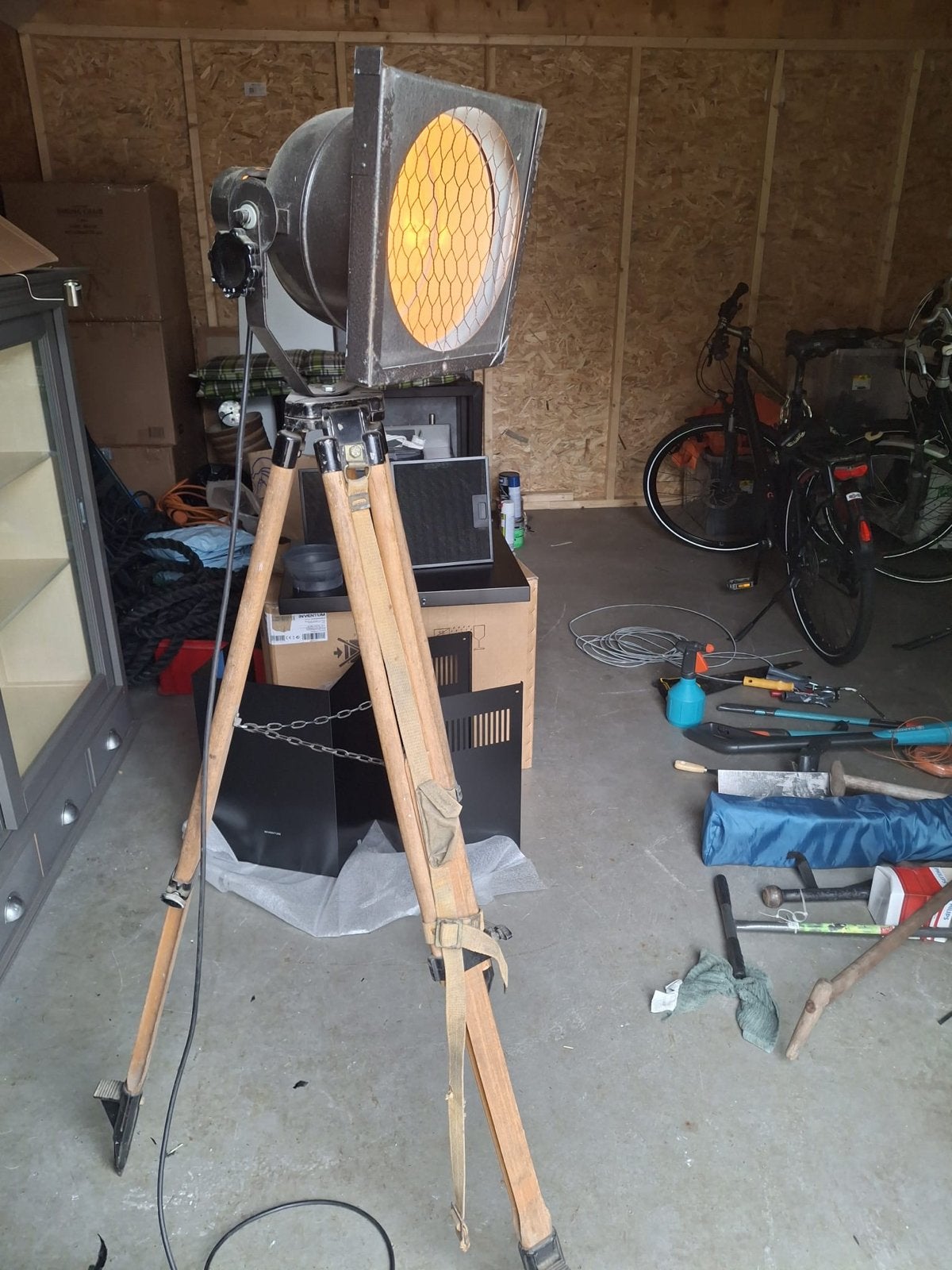 Vintage Theater Spotlamp op Statief, Ophalen