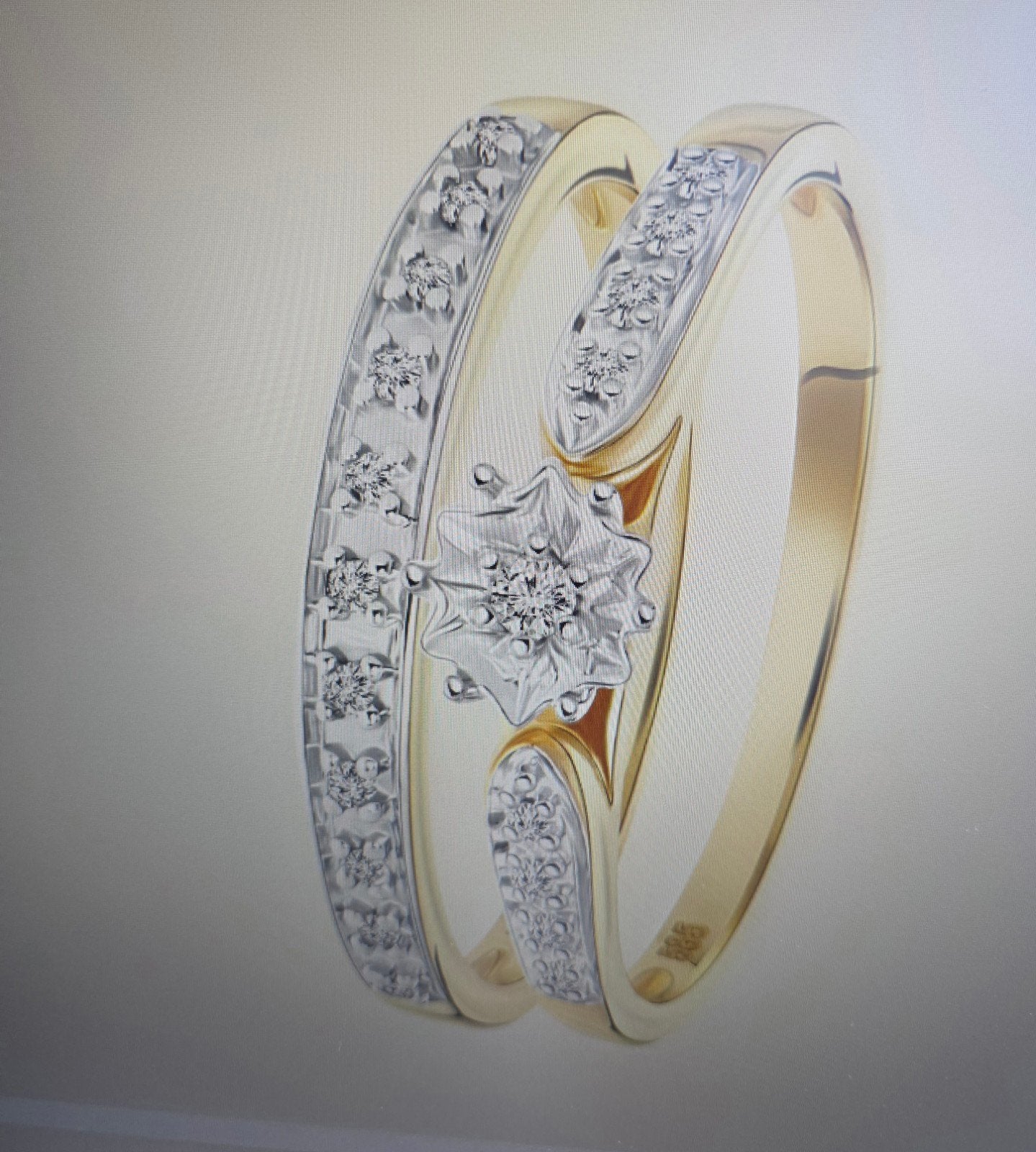 14K Geelgouden dubbel ring met 20 diamanten 0,10, Ophalen of Verzenden, Dame, Goud, Goud