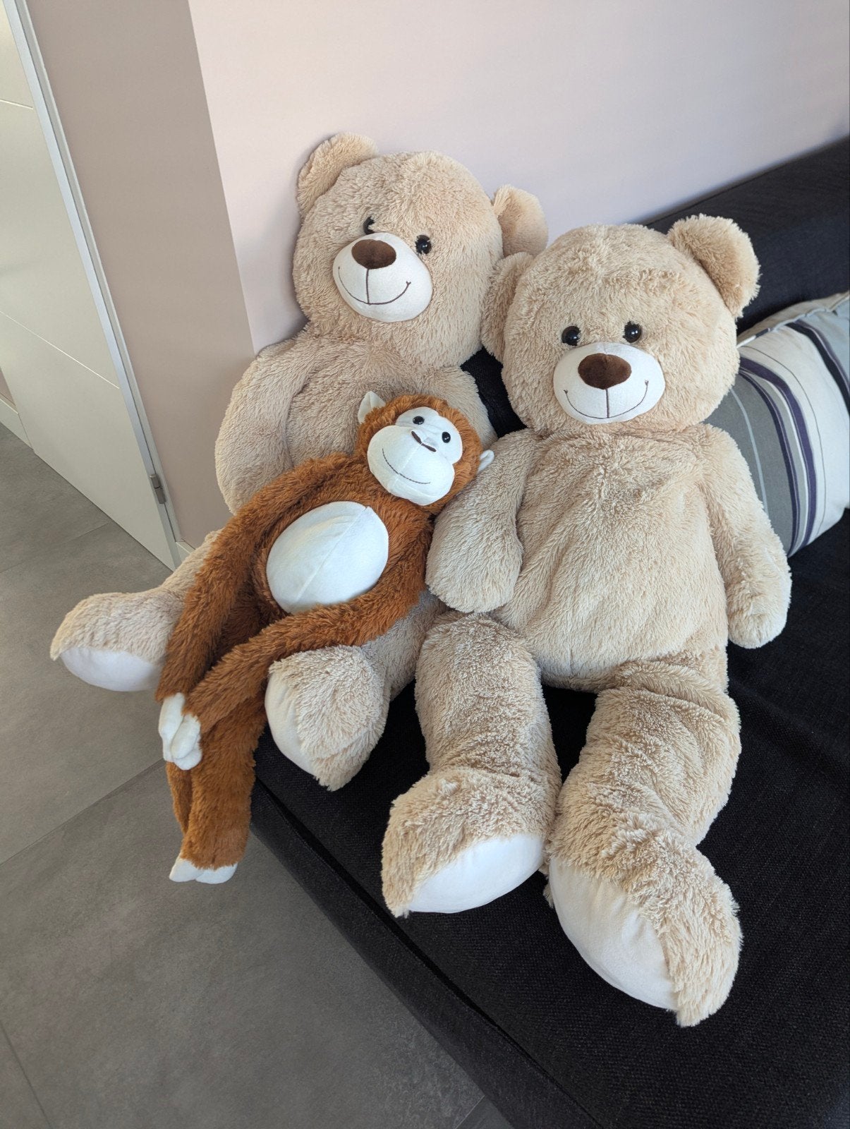 Grote knuffelberen en aap - Zo goed als nieuw, Beer, Ophalen of Verzenden, Zo goed als nieuw, Beige
