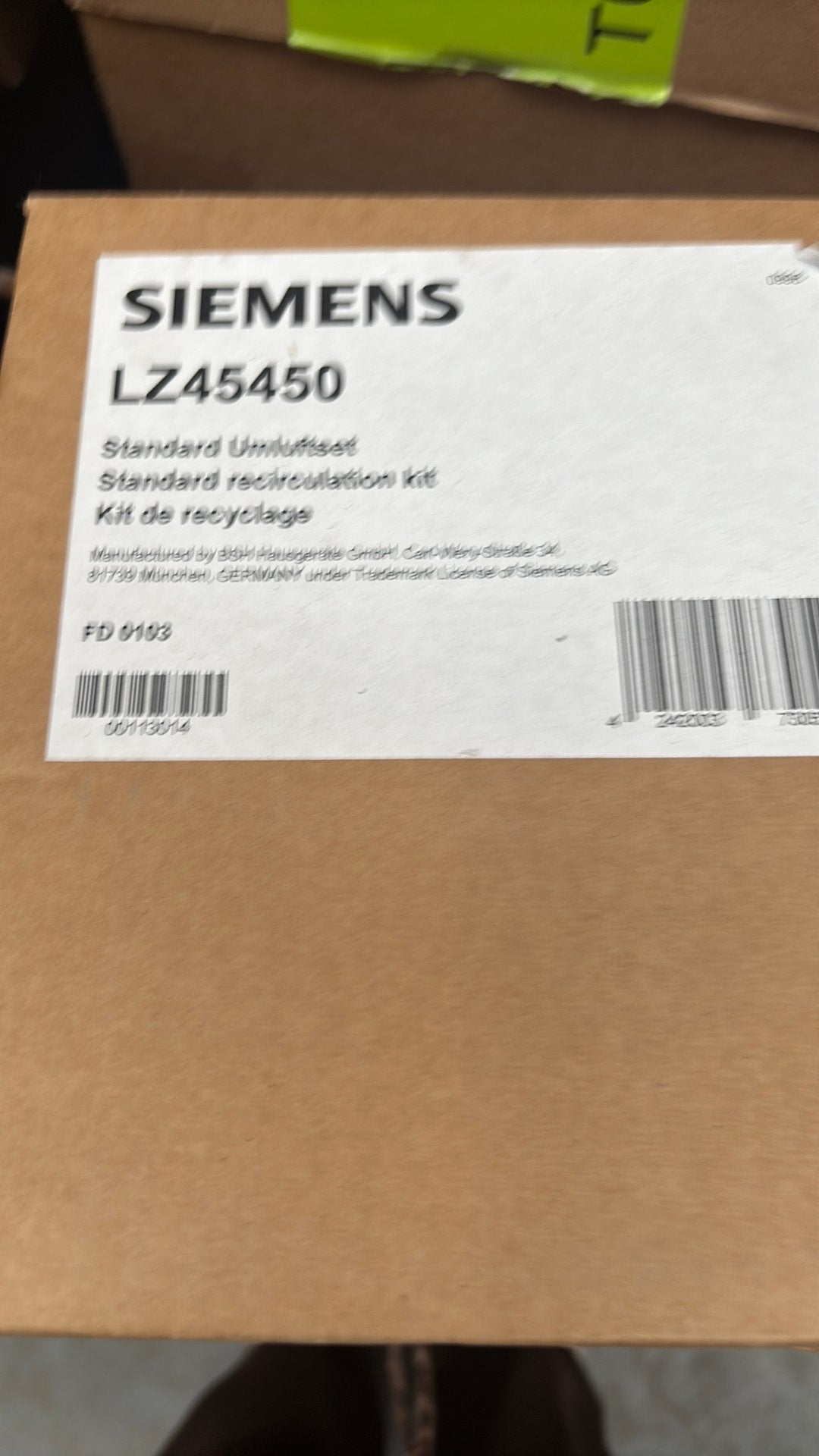 Siemens LZ45450 Standaard Recirculatie Kit, Ophalen, Overige typen, Nieuw, Inbouw