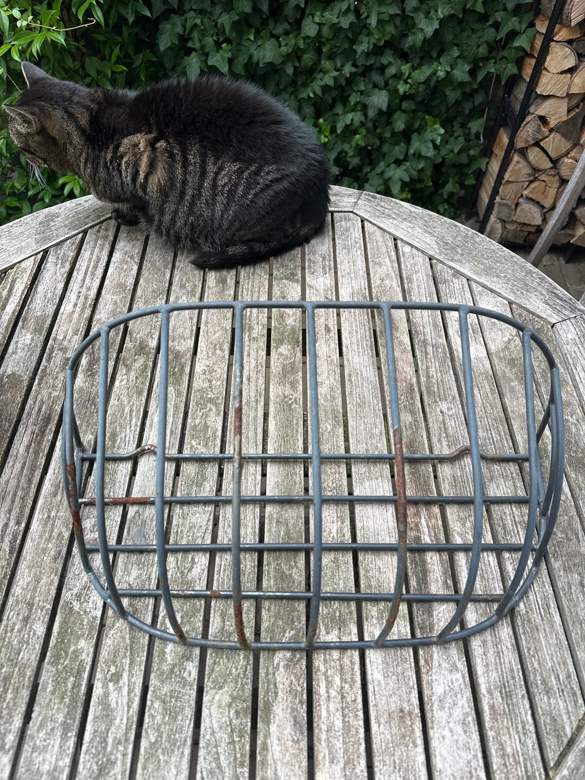 Gebruikte metalen hanging basket., Gebruikt, Minder dan 30 cm, Ophalen of Verzenden, Balkon