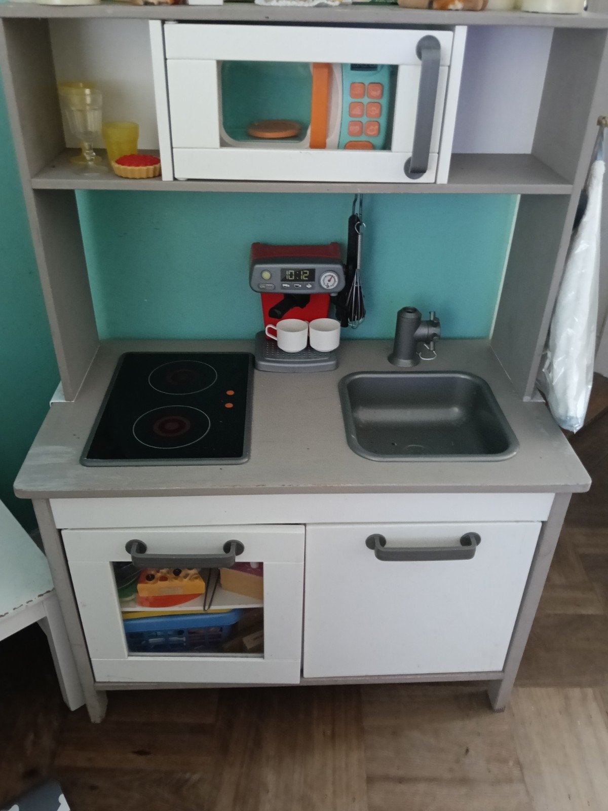 Ikea kinderkeukentje, grijs geschilderd met accessoires, Ophalen, Gebruikt