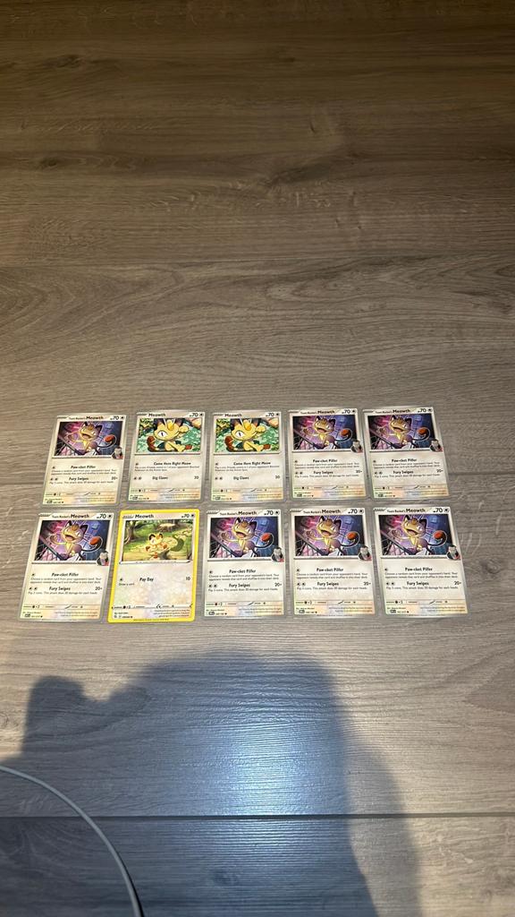 10x Meowth Pokemon Kaart, Ophalen of Verzenden