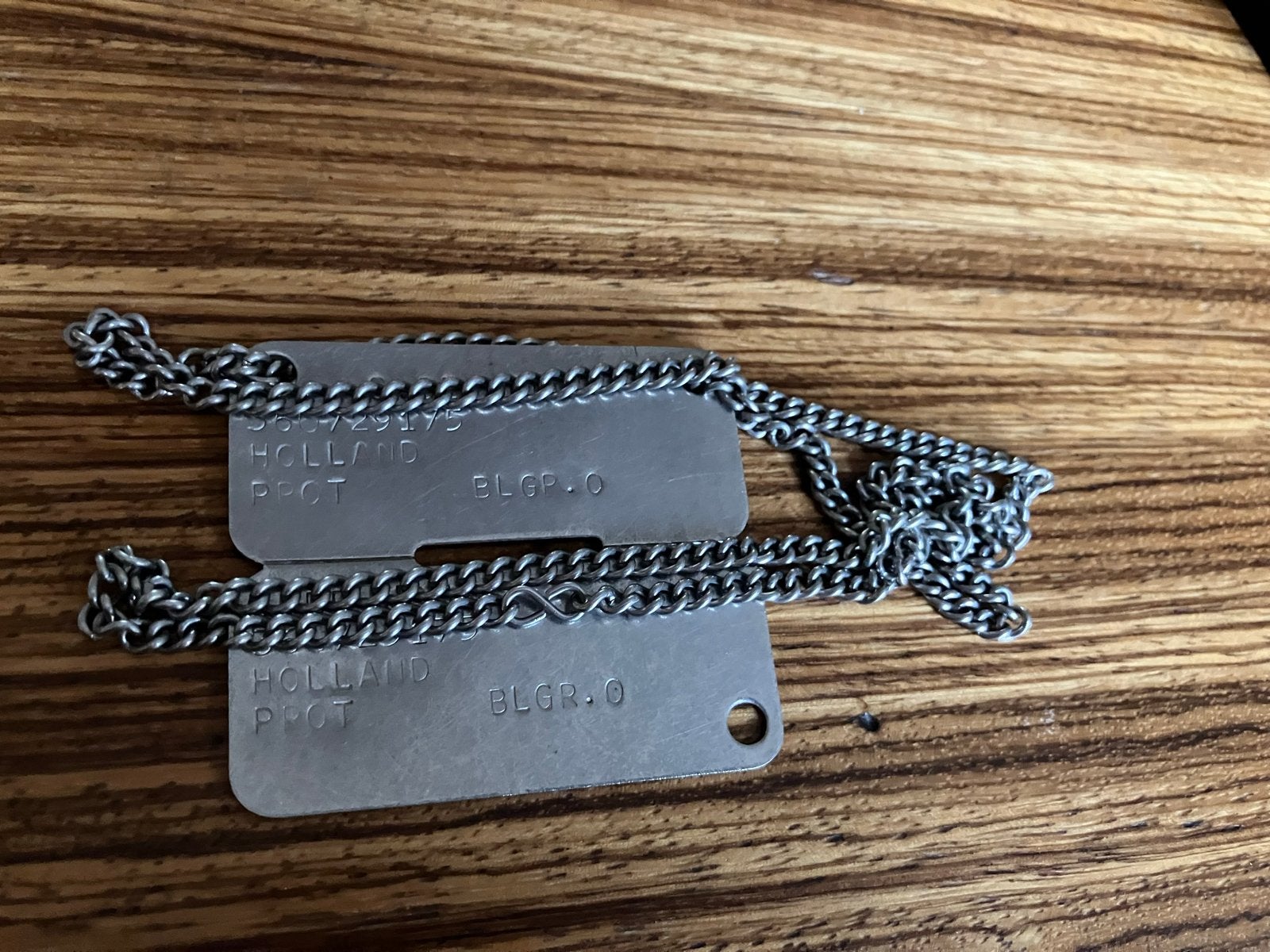 Militaire dogs tags / herkenningsplaatje + ketting, Ophalen of Verzenden, Landmacht, Nederland, Overige typen