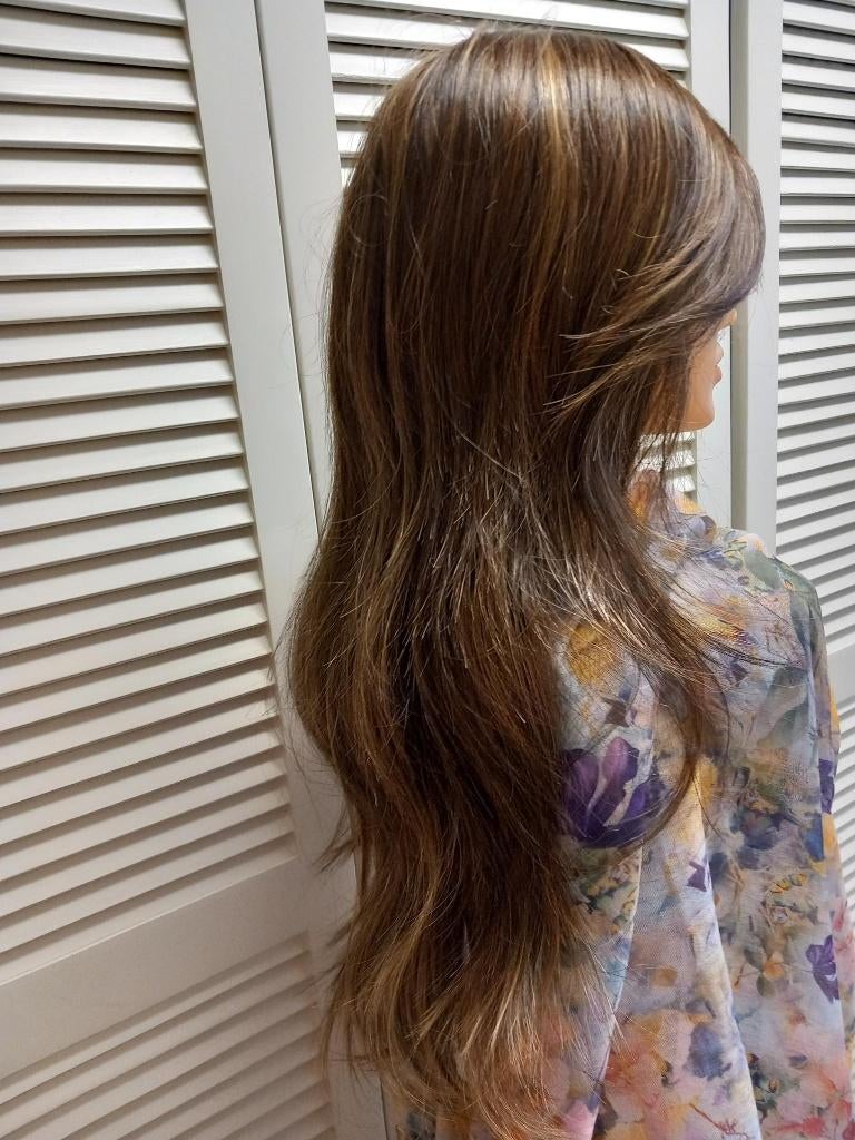Van nooijen haarwerk donkerblond met blonde highlights, Ophalen, Nieuw, Pruik of Haarverlenging