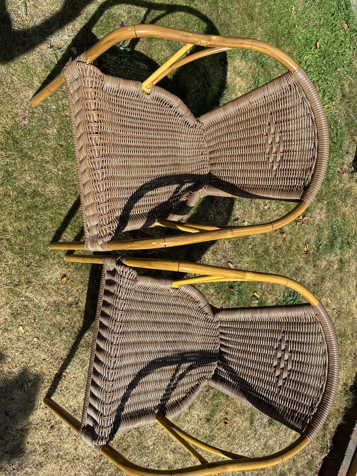 2 Homint Horeca terrasstoelen - Riet/Rotan look, Huis en Inrichting, Stoelen, Ophalen, Gebruikt, Twee, Bruin