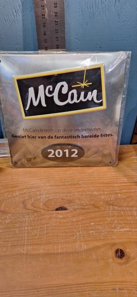 McCain friet reclamebord uit 2012 20x20 cm  (21.1), Verzamelen, Merken en Reclamevoorwerpen, Reclamebord, ., Ophalen of Verzenden