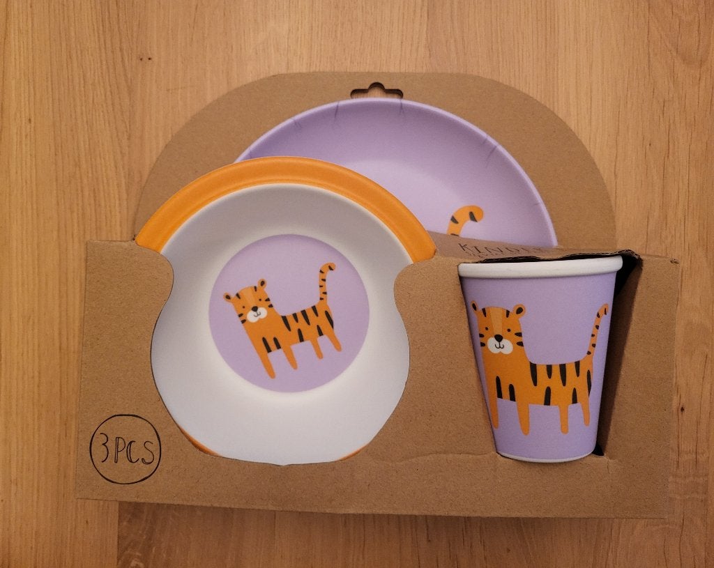 Nieuwe dinerset, paars, oranje, tijger, Overige materialen, Nieuw, Ophalen of Verzenden, Overige stijlen