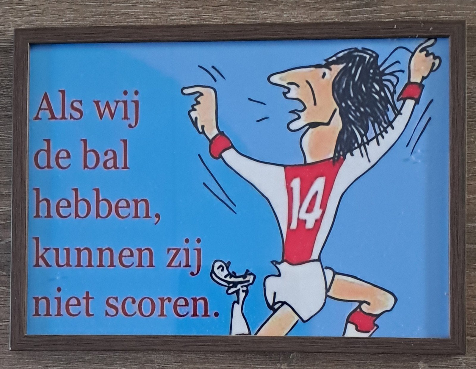 Ajax Johan Cruijff 'Als wij de bal hebben' ingelijste print, Ophalen of Verzenden, Gebruikt