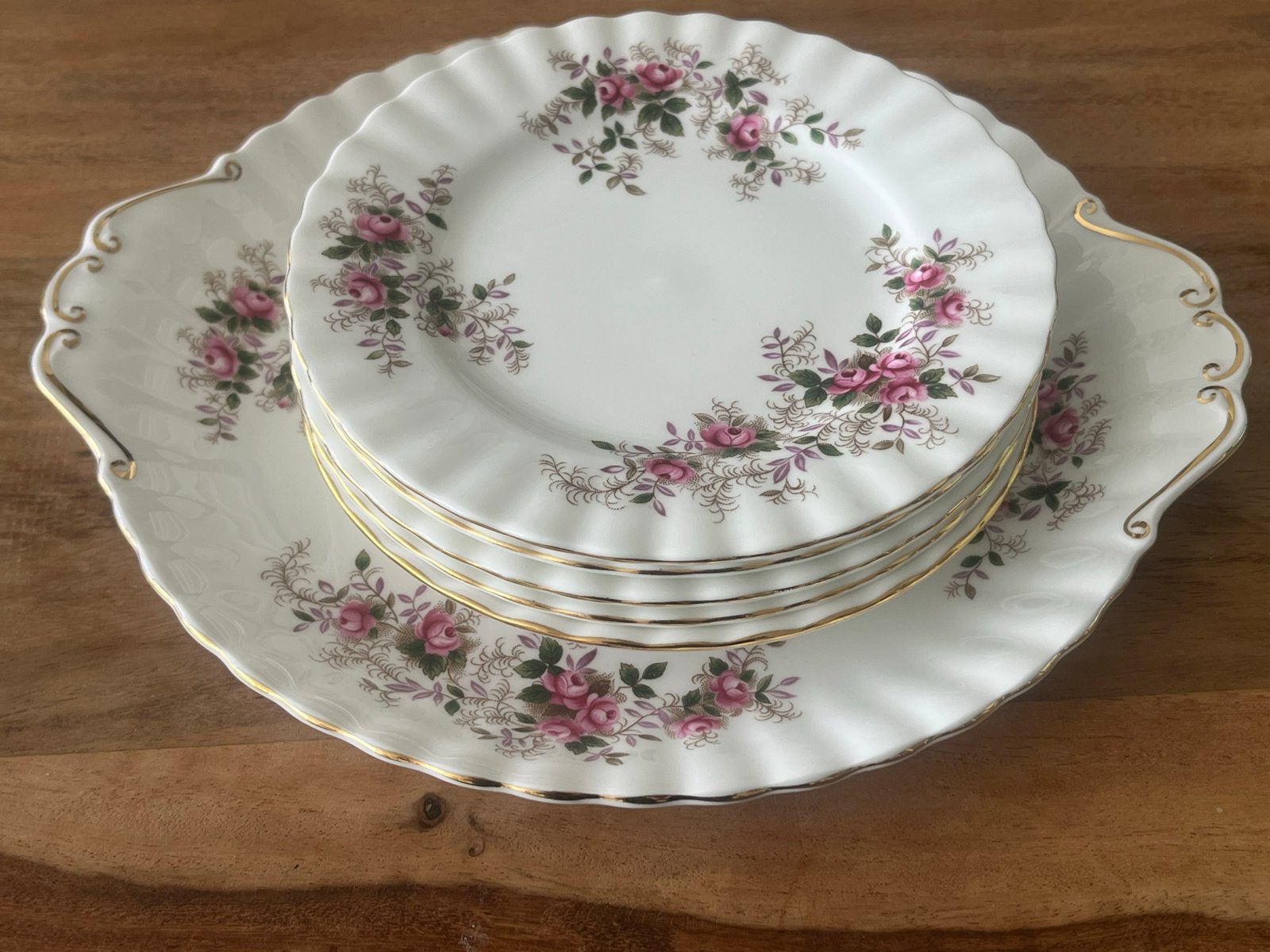 Royal Albert Lavender Rose Taartstel - Taart / Cake set, Ophalen of Verzenden