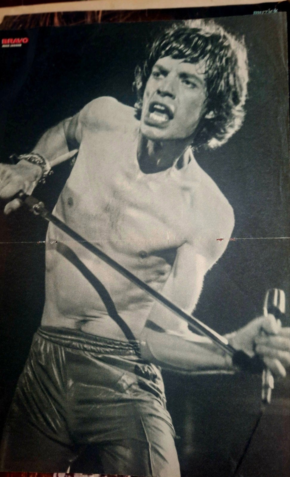 Vintage Mick Jagger Poster - Bravo Muziek, Ophalen of Verzenden, A1 t/m A3, Muziek, Rechthoekig Staand