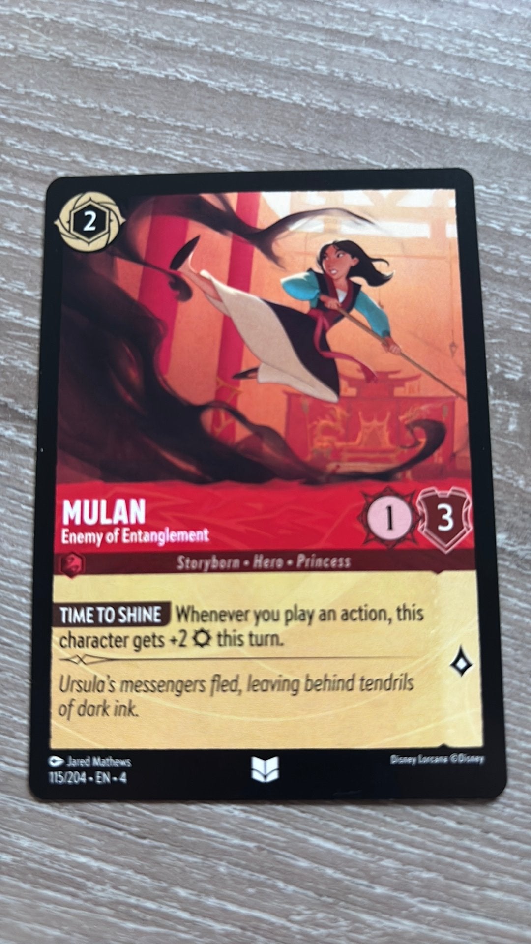 Disney Lorcana Mulan entanglement 115-204 4URS nonfoil, Ophalen of Verzenden, Zo goed als nieuw