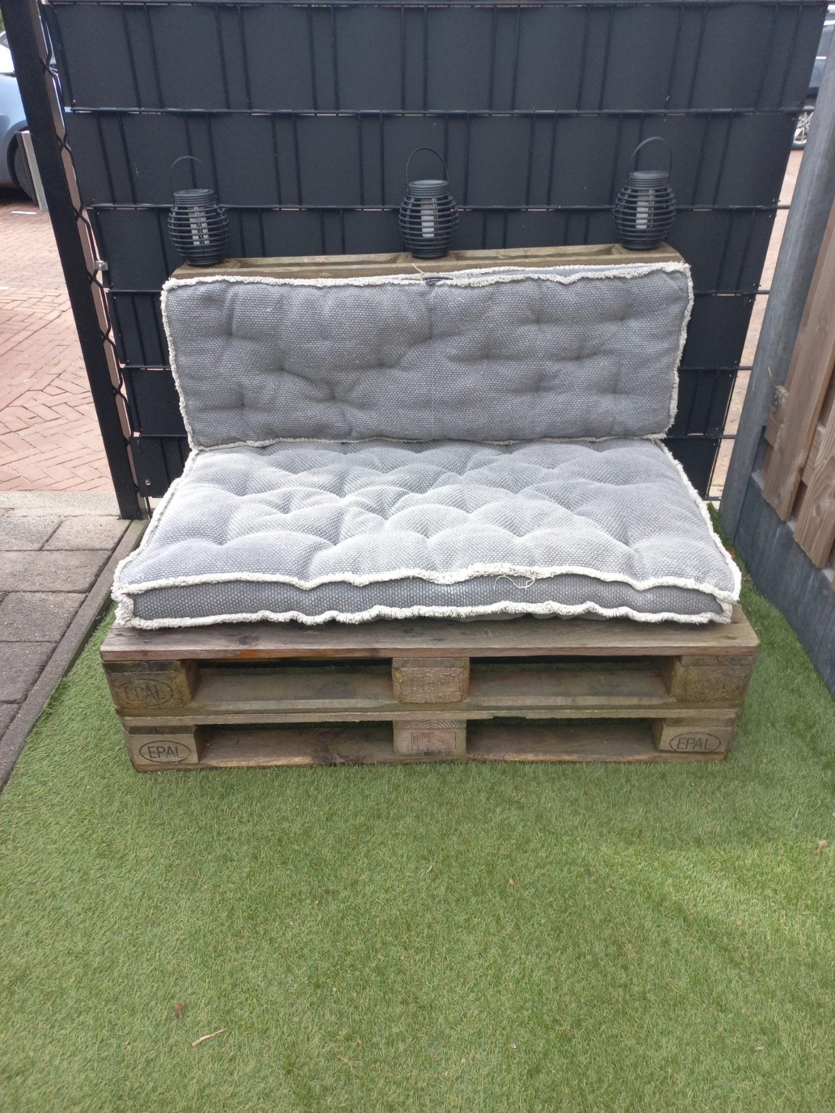Pallet bank met kussens, Ophalen of Verzenden