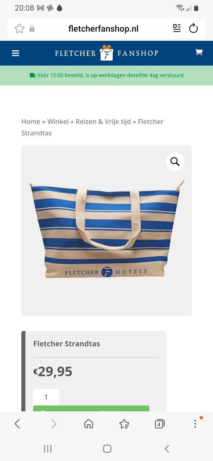 Fletcher strandtas, Sieraden, Tassen en Uiterlijk, Tassen | Sporttassen, Nieuw, Ophalen of Verzenden