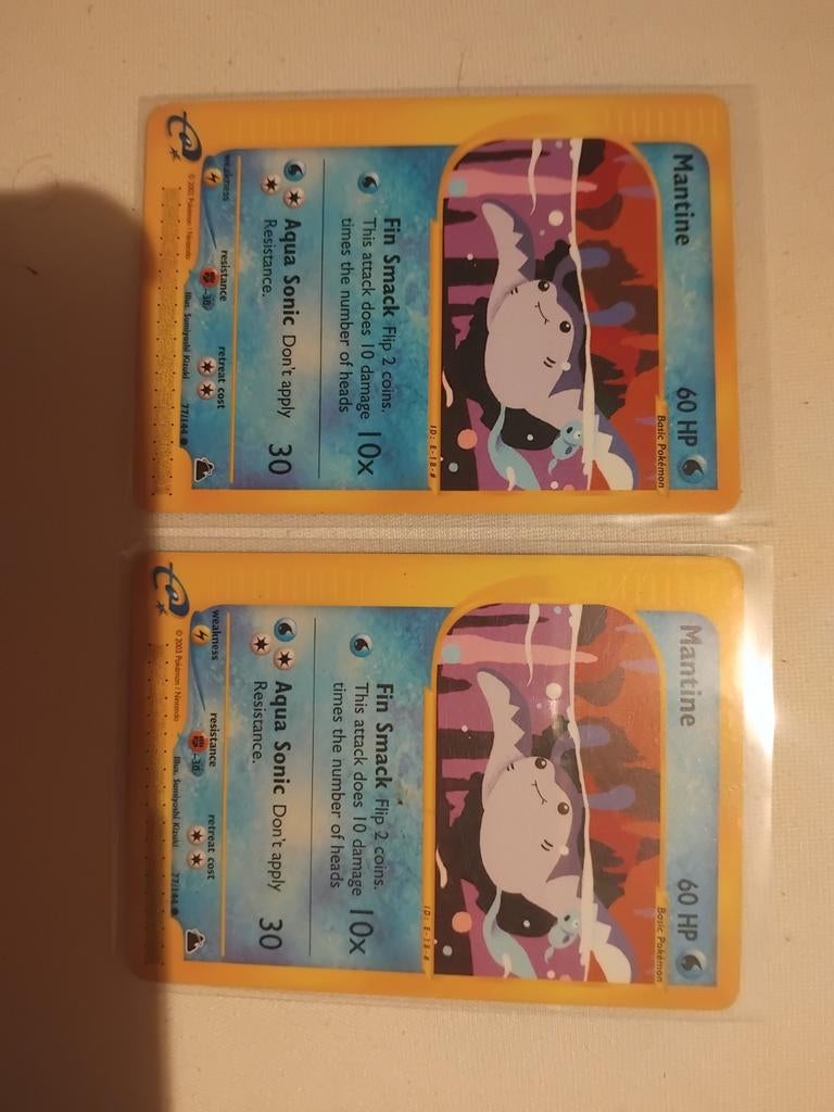 2x Mantine Pokémon Kaart - E-Series Skyridge, Ophalen of Verzenden, Gebruikt, Meerdere kaarten