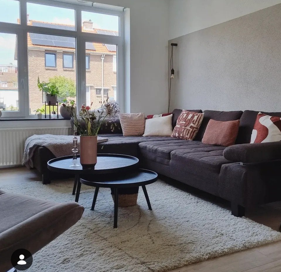 Woood Mesa bijzettafels zwart hout L en M, Ophalen, Minder dan 45 cm, Gebruikt, Rond