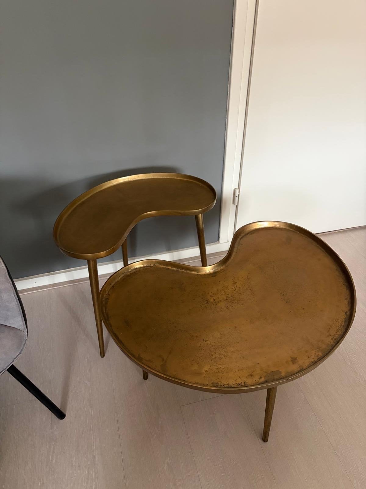 Set van 2 decoratieve gouden salontafels, nestbaar, Ophalen, 50 – 75, Minder dan 50 cm, Gebruikt