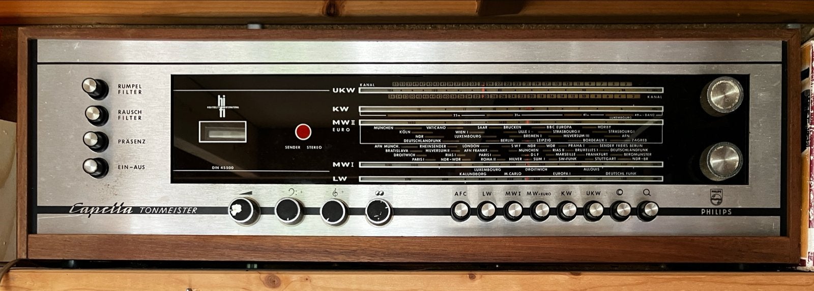 Vintage Philips Capella Tonmeister buizenradio, Ophalen, Gebruikt, Radio
