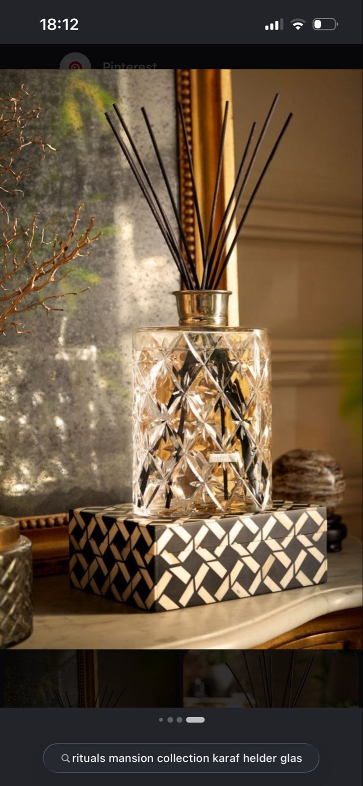 Gezocht: Rituals The Mansion Collection Geurstokjes Karaf, Huis en Inrichting, Ophalen of Verzenden, Zo goed als nieuw, Wit, Glas
