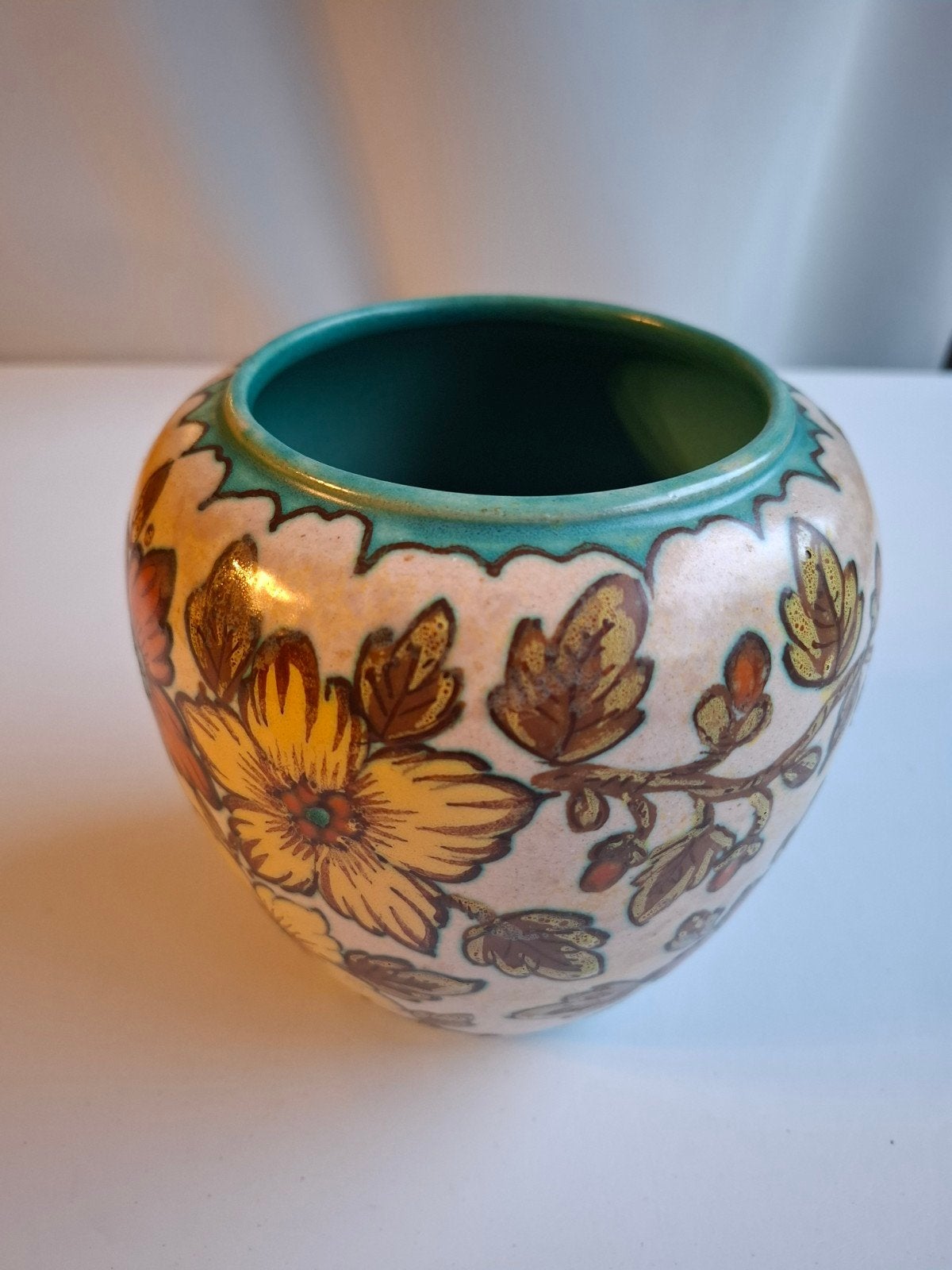 Gouda plateel vaas handbeschilderd 15 cm, Antiek en Kunst, Ophalen