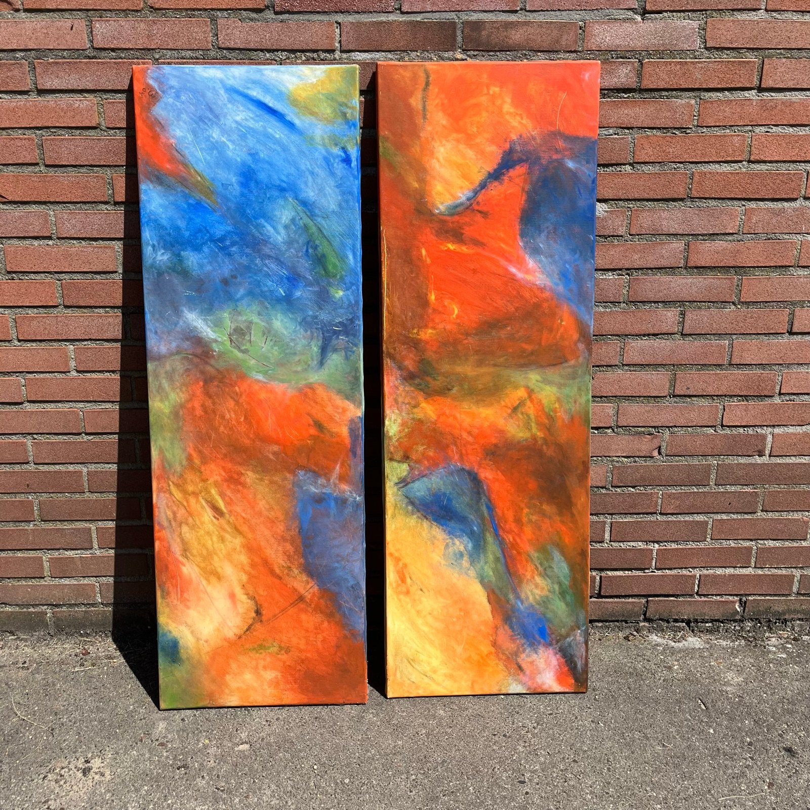 Abstracte Kunstwerken - Set van 2 Schilderijen, Ophalen of Verzenden