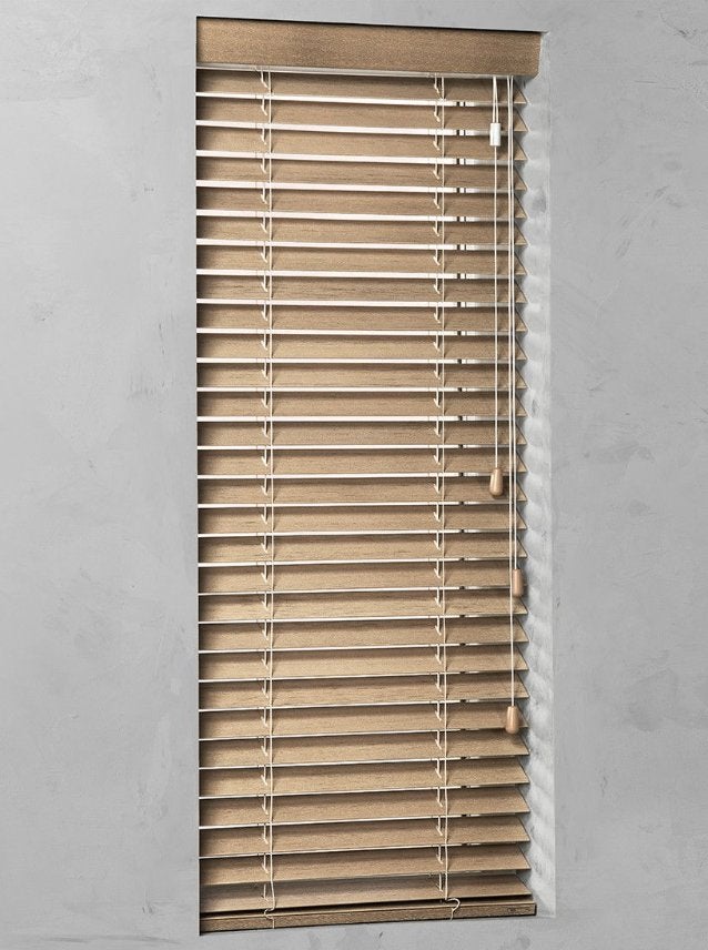 Nieuw: houten jaloezie 50 mm 54.2x162 (BxH) Naturel Abachi, Ophalen, Nieuw, Beige, Hout