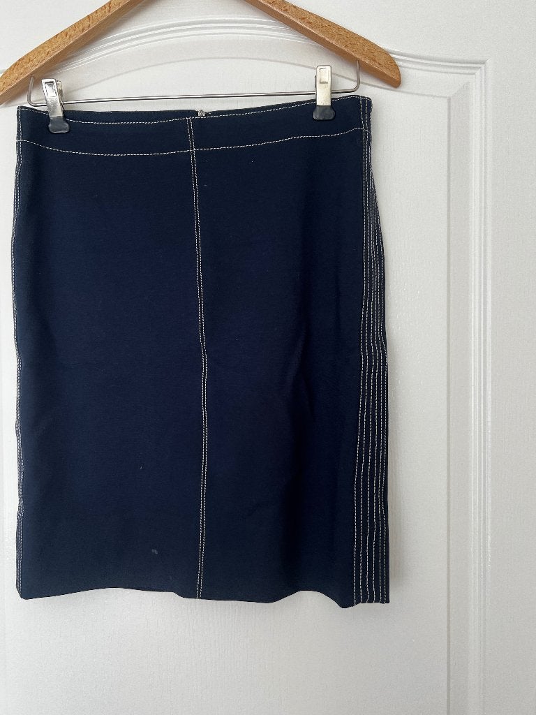 Expresso prachtig blauw rokje met wit stiksel, nieuw maat 34, Nieuw, Ophalen of Verzenden, Knielengte, Maat 34 (XS) of kleiner